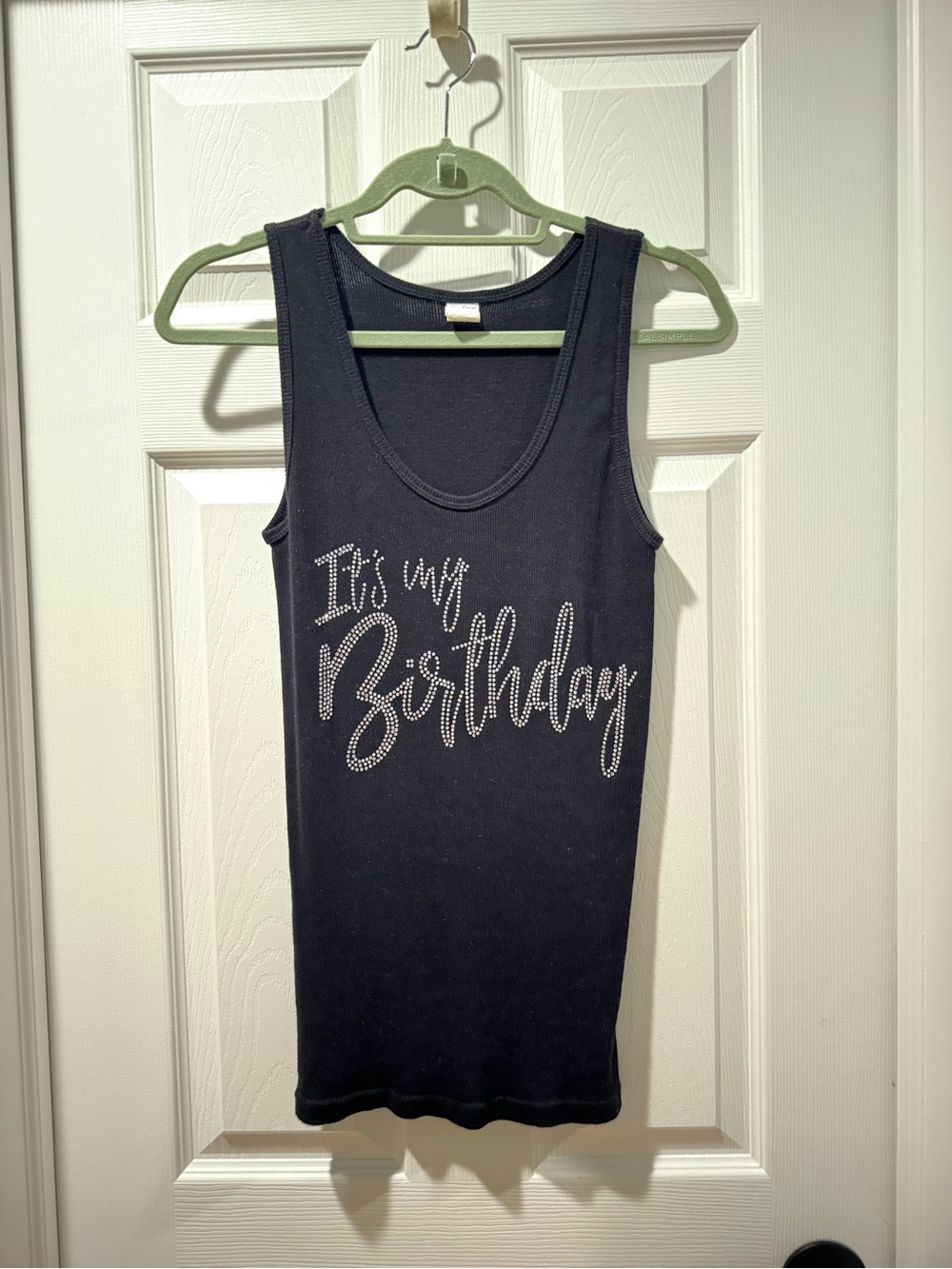 Women's Black 'It's My Birthday' Rhinestone Tank Top